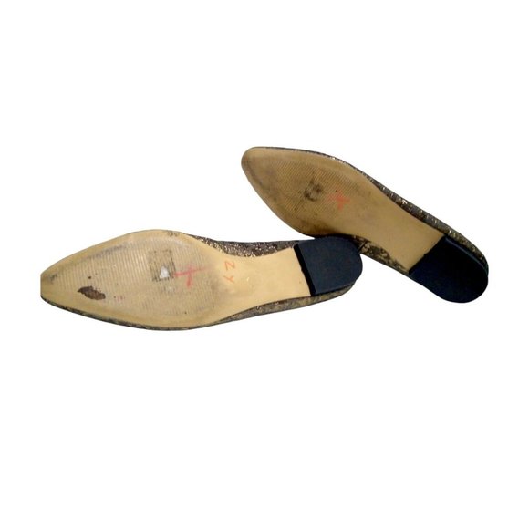 Talbots Womens Gold Embroidered Fabric Canvas Slip On Driving Smoke Flats 7.5 N - Picture 10 of 10